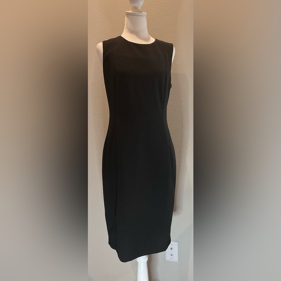 Calvin Klein Seam Front Scuba Crepe Crew Neck Sheath Dress - Black - Picture 2 of 2